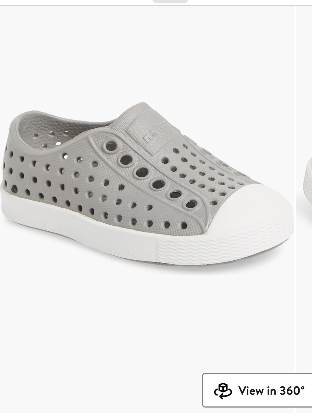 Native Shoes Kids Jefferson Slip-On Water Shoe - Light Gray & White